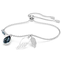 Symbolica bracelet, Wings, Blue, Rhodium plated by SWAROVSKI