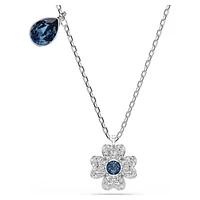 Symbolica necklace, Clover, Blue, Rhodium plated by SWAROVSKI