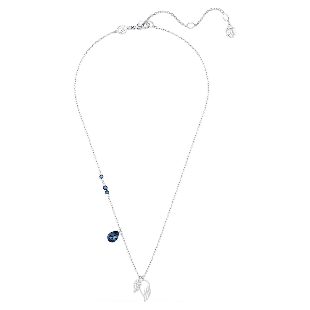 Symbolica necklace, Wings, Blue, Rhodium plated by SWAROVSKI