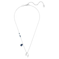 Symbolica necklace, Wings, Blue, Rhodium plated by SWAROVSKI