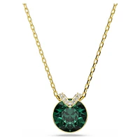 Bella V pendant, Round cut, Green, Gold-tone plated by SWAROVSKI