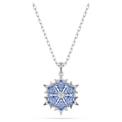 Magic pendant, Snowflake, Blue, Rhodium plated by SWAROVSKI