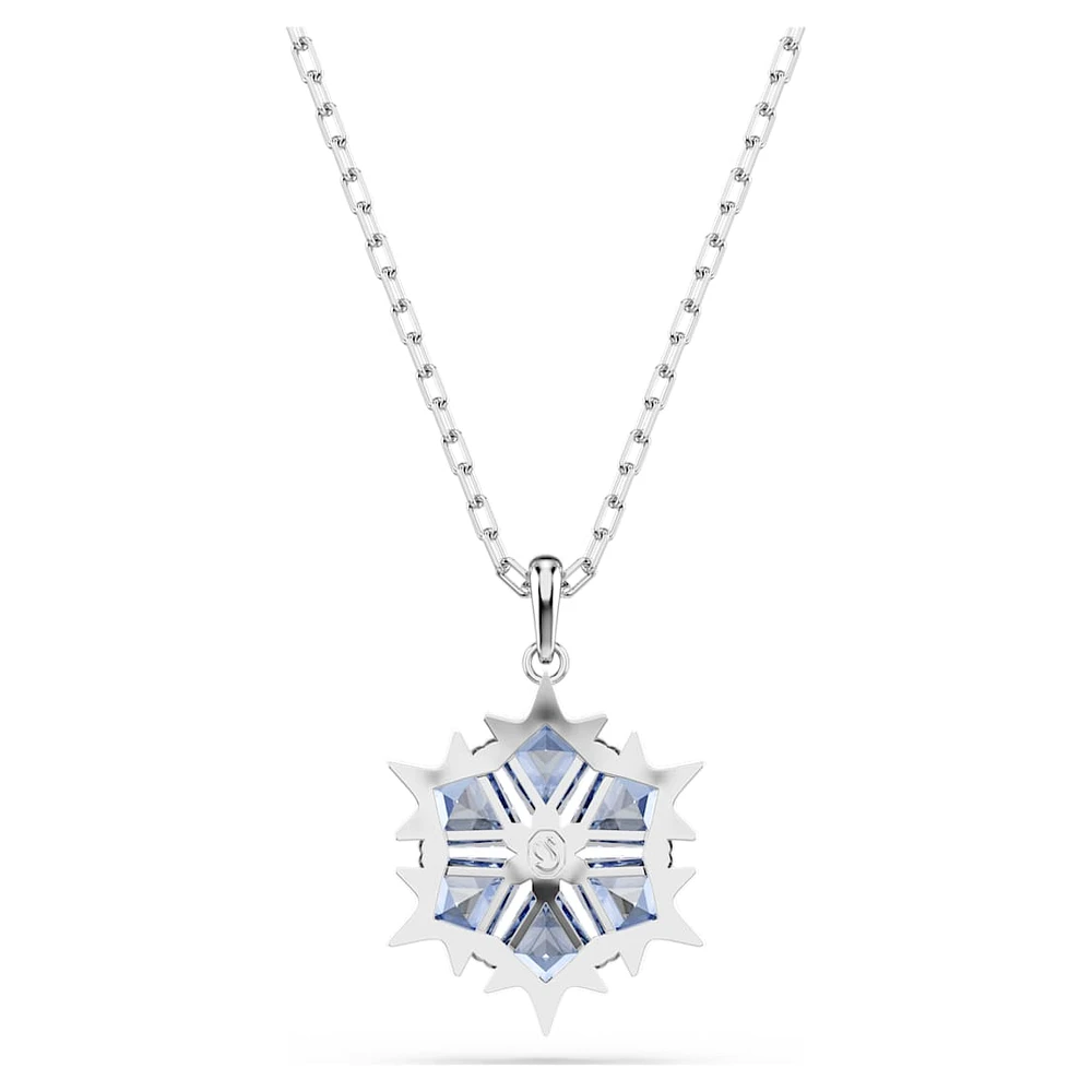 Magic pendant, Snowflake, Blue, Rhodium plated by SWAROVSKI