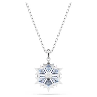 Magic pendant, Snowflake, Blue, Rhodium plated by SWAROVSKI
