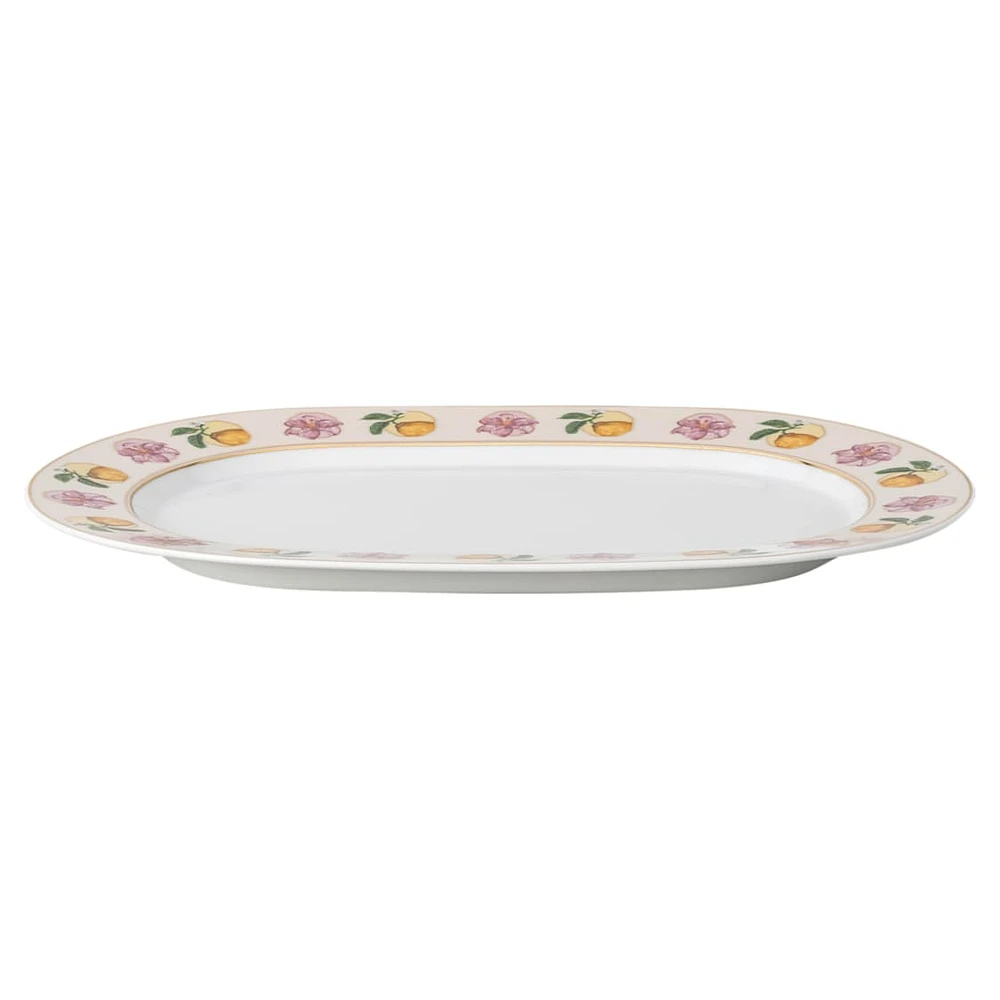 Idyllia platter, Porcelain, Crystal print motif, lily citron, Small, Multicoloured by SWAROVSKI