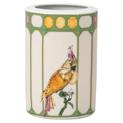Idyllia vase, Porcelain, Crystal print motif, Cockatoo, Small, Multicolored by SWAROVSKI