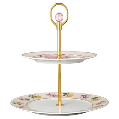 Idyllia étagère, Porcelain, Crystal print motif, lily citron, Small, Multicoloured by SWAROVSKI