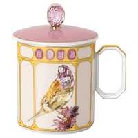 Idyllia mug, Porcelain, Crystal print motif, finch, Yellow by SWAROVSKI