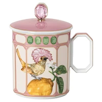 Idyllia mug, Porcelain, Crystal print motif, flycatcher, Pink by SWAROVSKI