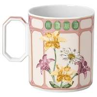 Idyllia mug, Porcelain, Crystal print motif, flycatcher, Pink by SWAROVSKI