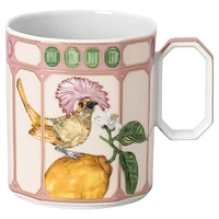 Idyllia mug, Porcelain, Crystal print motif, flycatcher, Pink by SWAROVSKI