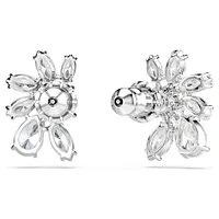 Mesmera stud earrings, Mixed cuts, Flower, White, Rhodium plated by SWAROVSKI
