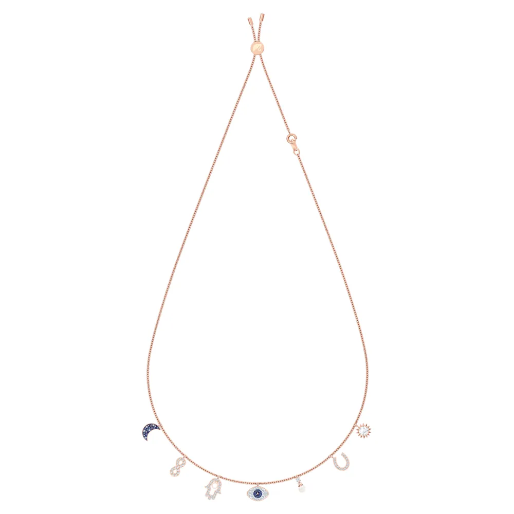 Swarovski Duo Evil Eye Pendant | Crescent Gold & Diamonds