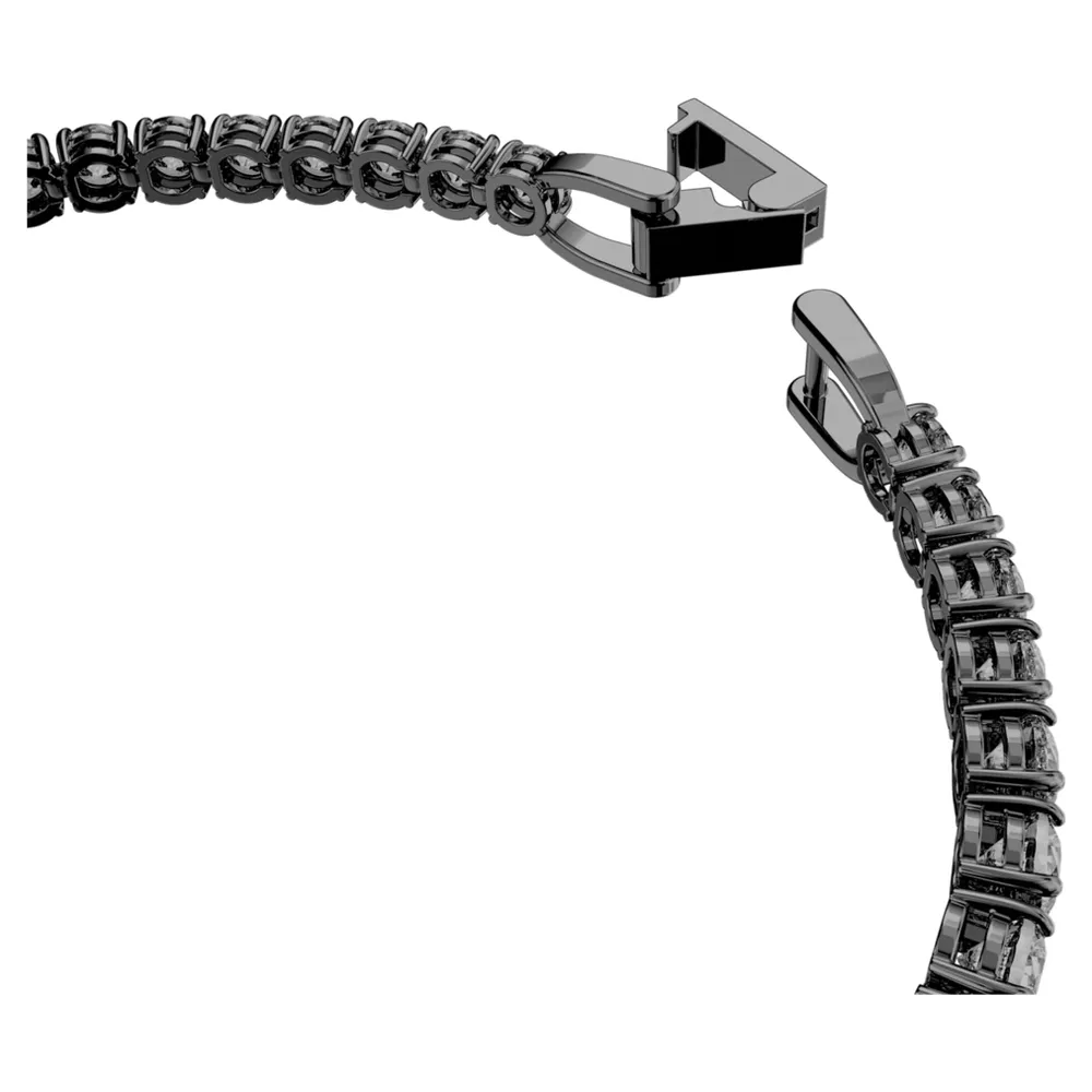 Tennis Deluxe bracelet, Round cut, Gray, Ruthenium plated by SWAROVSKI