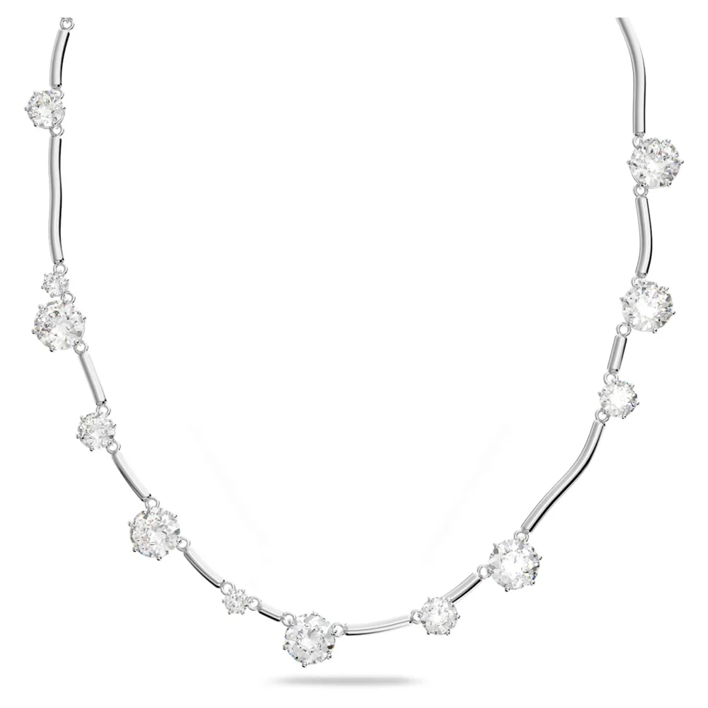 Constella necklace, Mixed round cuts, White, Rhodium plated by SWAROVSKI
