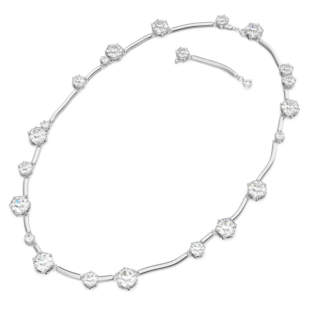 Constella necklace, Mixed round cuts, White, Rhodium plated by SWAROVSKI