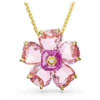Florere necklace, Flower, Pink, Gold-tone plated by SWAROVSKI