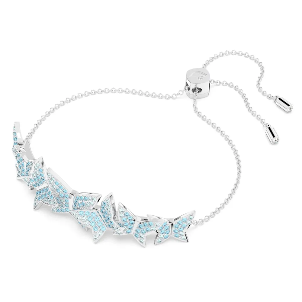 Lilia bracelet, Butterfly, Blue, Rhodium plated by SWAROVSKI