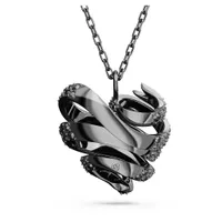Volta pendant, Heart, Small, Black, Ruthenium plated by SWAROVSKI