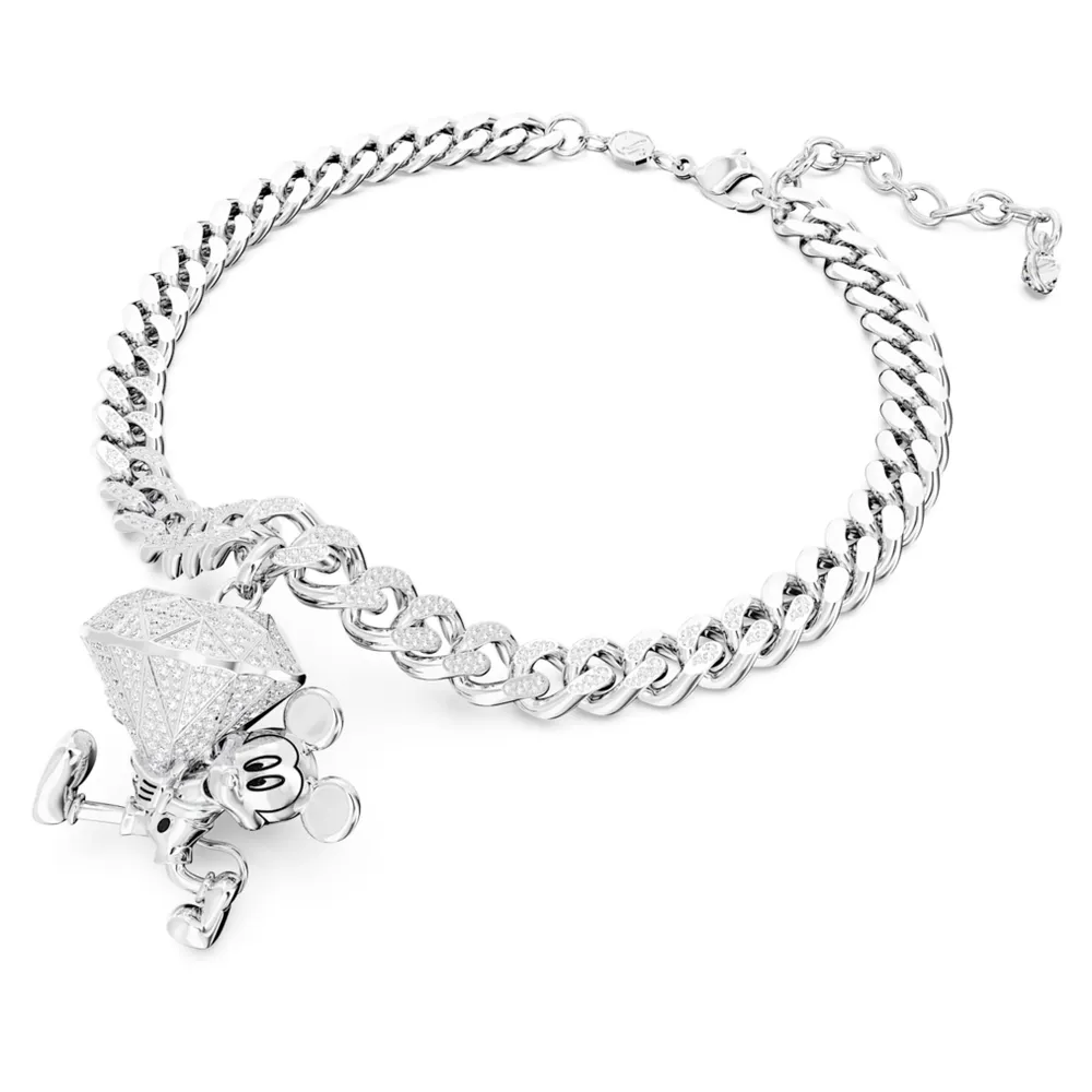 Disney Mickey Mouse key ring, White, Rhodium plated