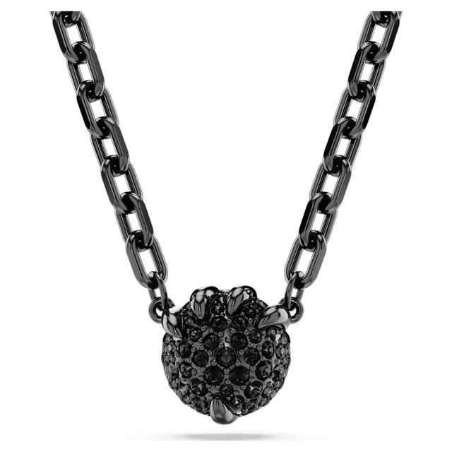 Black Mystical Gem Pendant Black Cord Necklace