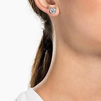 Angelic stud earrings, Round cut, White, Rhodium plated by SWAROVSKI