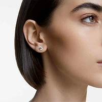 Solitaire stud earrings, Round cut, White, Rhodium plated by SWAROVSKI