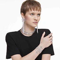 Emily Tennis bracelet, Round cut, White, Rhodium plated by SWAROVSKI