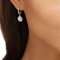 Angelic drop earrings, Round cut, White, Rhodium plated by SWAROVSKI