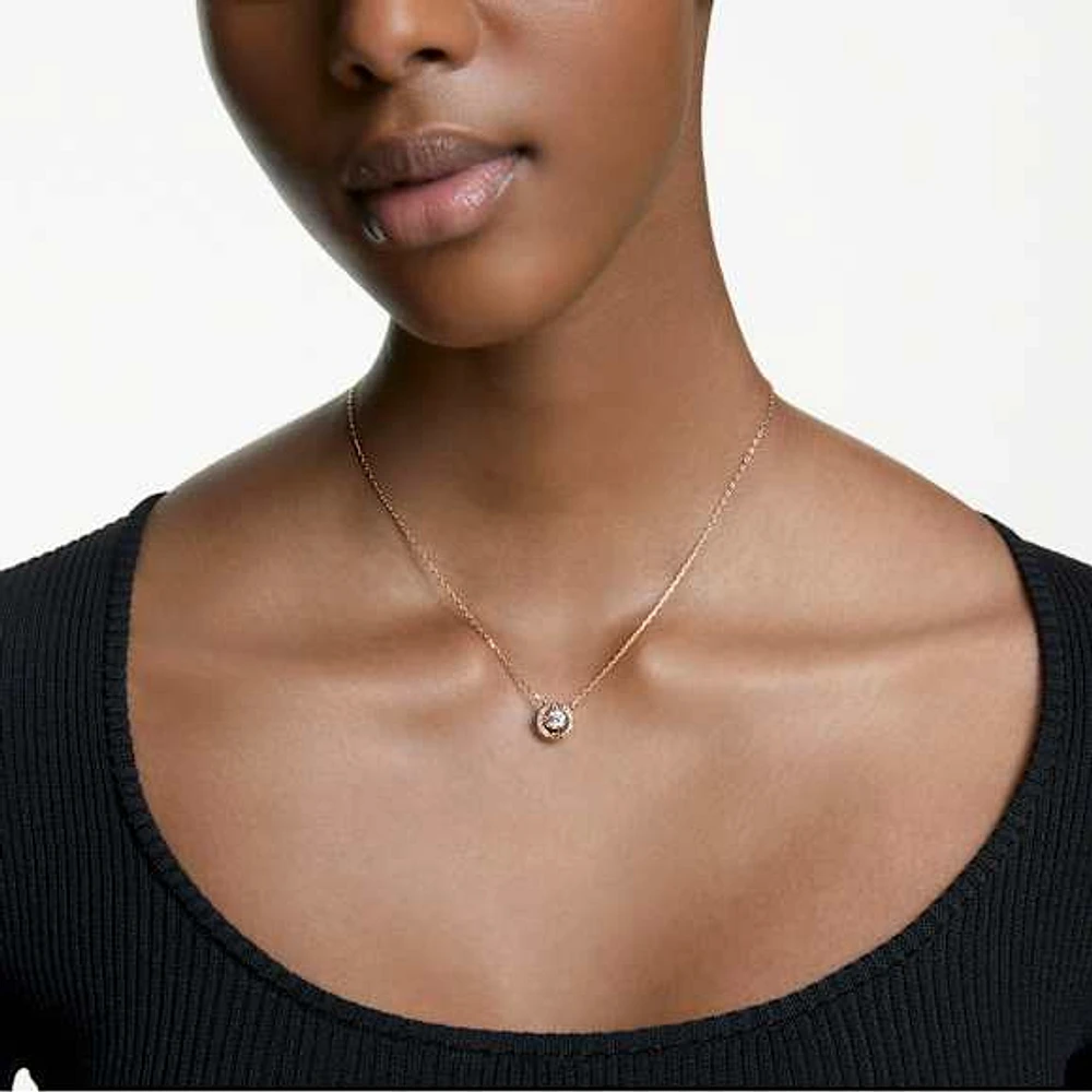 Swarovski Sparkling Dance necklace, Round cut, White, Rose gold-tone plated by SWAROVSKI