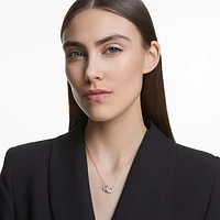 Stone necklace, Intertwined circles, White, Rose gold-tone plated by SWAROVSKI