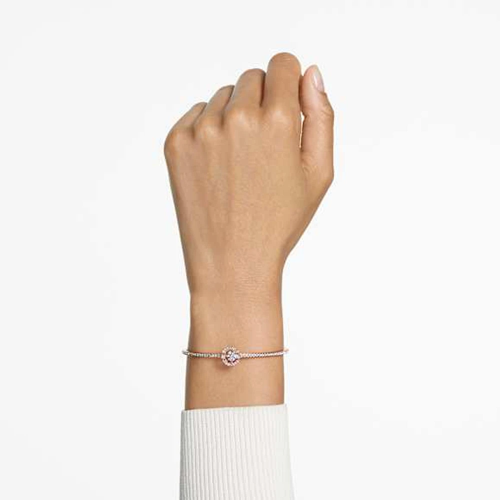 Swarovski Sparkling Dance bangle, Round cut, White, Rose gold-tone plated by SWAROVSKI
