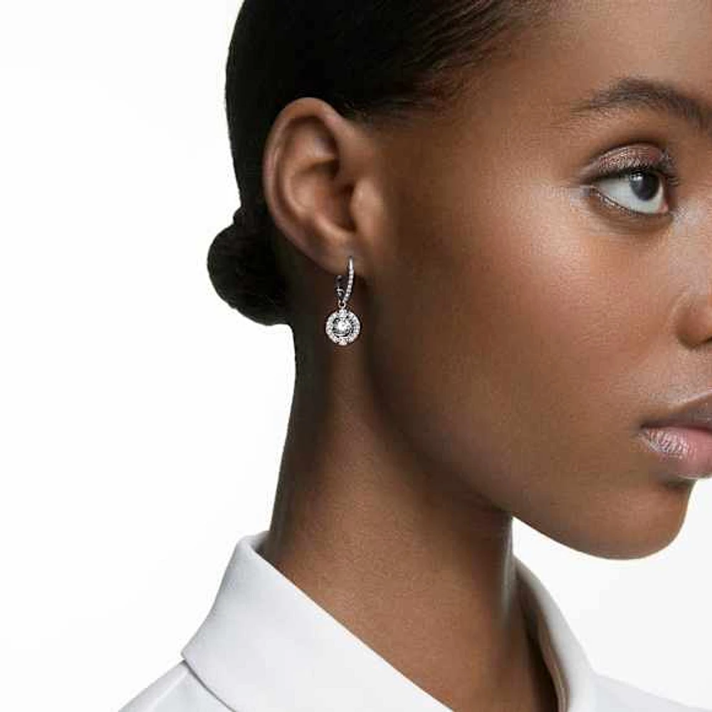 Swarovski Sparkling Dance drop earrings, Round cut, White, Rhodium plated by SWAROVSKI