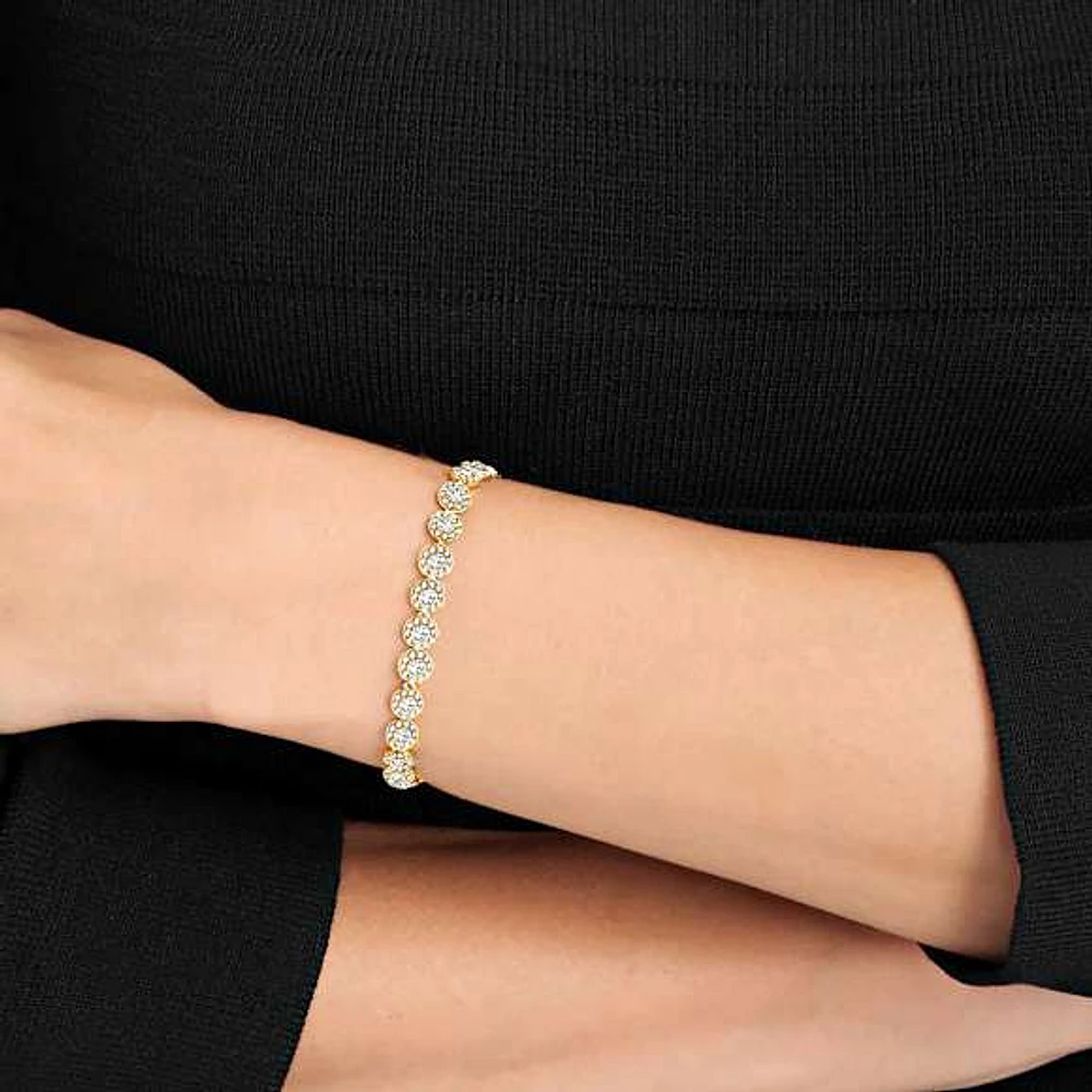 Angelic Tennis bracelet, Round cut, Pavé, Medium, White, Gold-tone plated by SWAROVSKI
