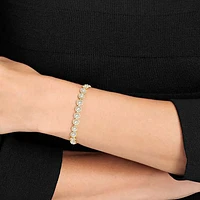 Angelic Tennis bracelet, Round cut, Pavé, Medium, White, Gold-tone plated by SWAROVSKI