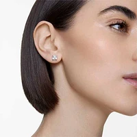 Attract stud earrings, Square cut, White, Rhodium plated by SWAROVSKI