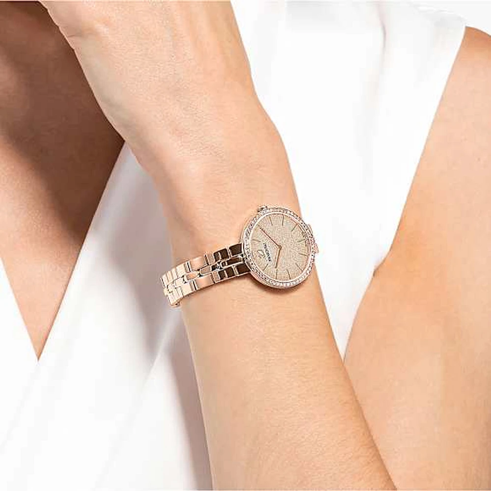 Cosmopolitan watch, Swiss Made, Metal bracelet, Pink, Rose gold-tone finish by SWAROVSKI