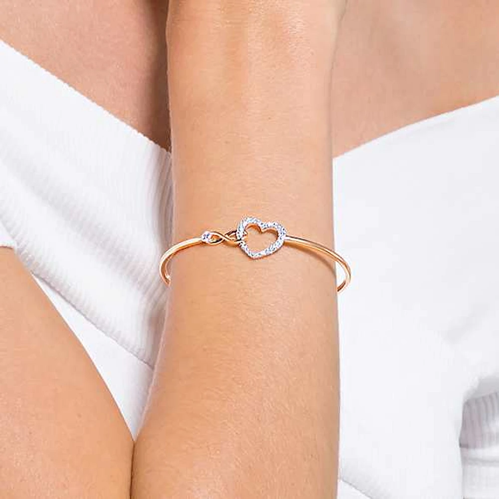 Swarovski Infinity bangle, Infinity and heart, White, Mixed metal finish by SWAROVSKI