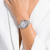 Crystalline Aura watch, Swiss Made, Metal bracelet, Silver Tone, Stainless steel by SWAROVSKI