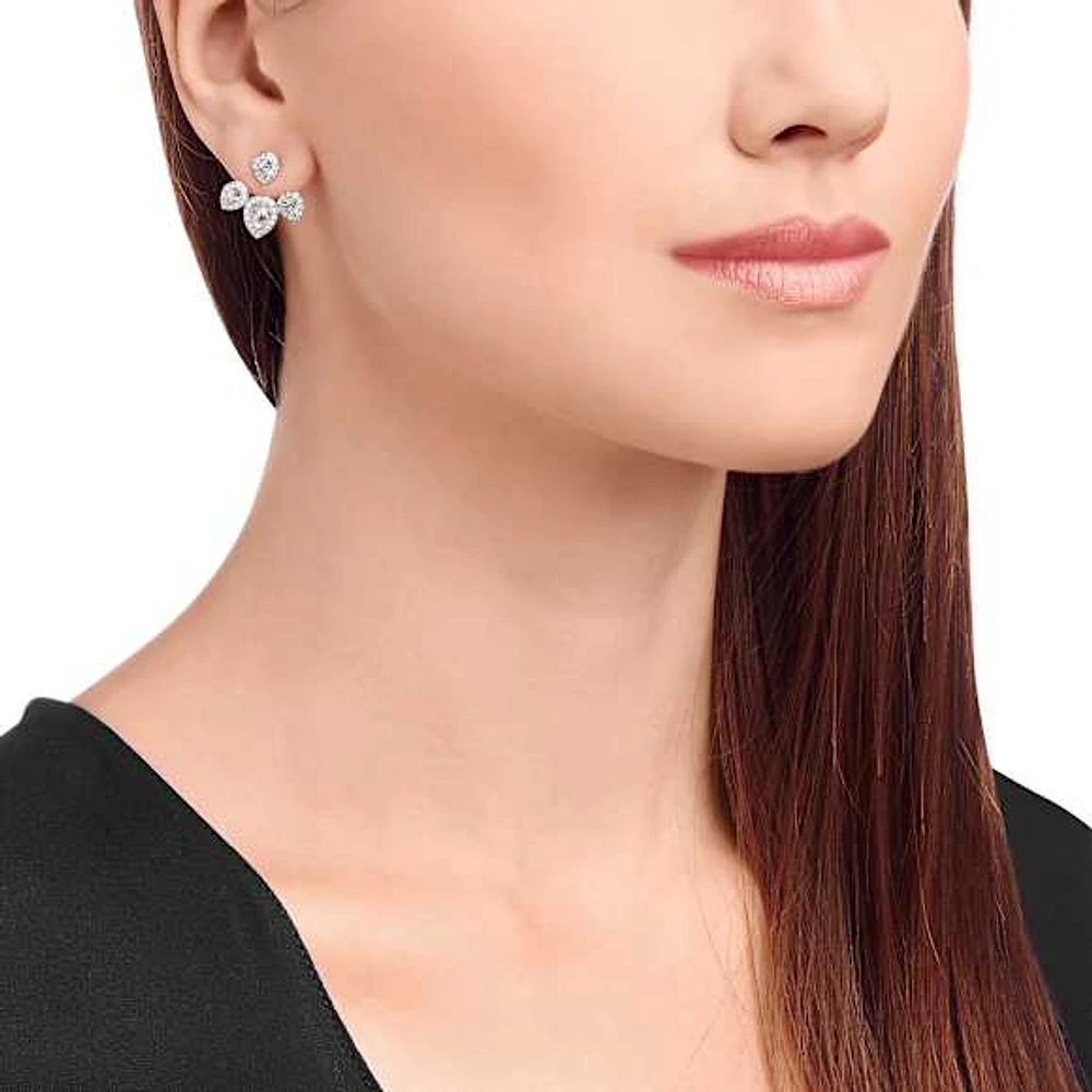 Latisha earring jackets, Pear cut, White, Rhodium plated by SWAROVSKI