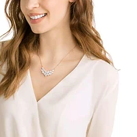 Baron necklace, Leaf, White, Rose gold-tone plated by SWAROVSKI