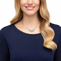 Baron necklace, Leaf, Grey, Rhodium plated by SWAROVSKI