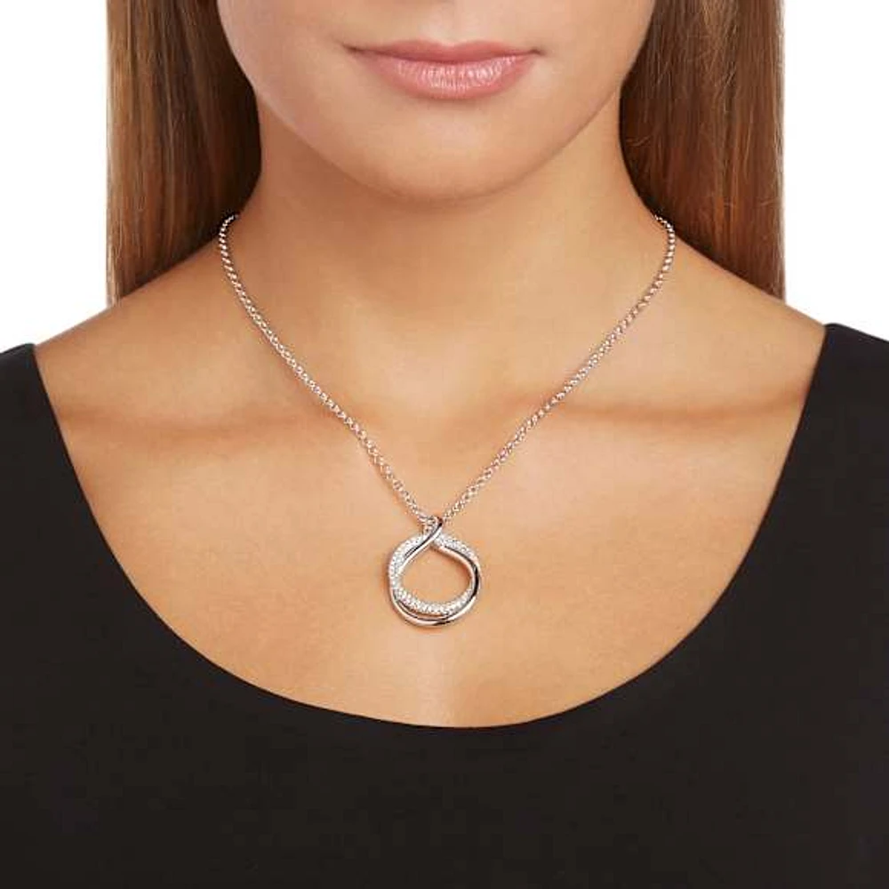 Exact pendant, Round shape, White, Rhodium plated by SWAROVSKI