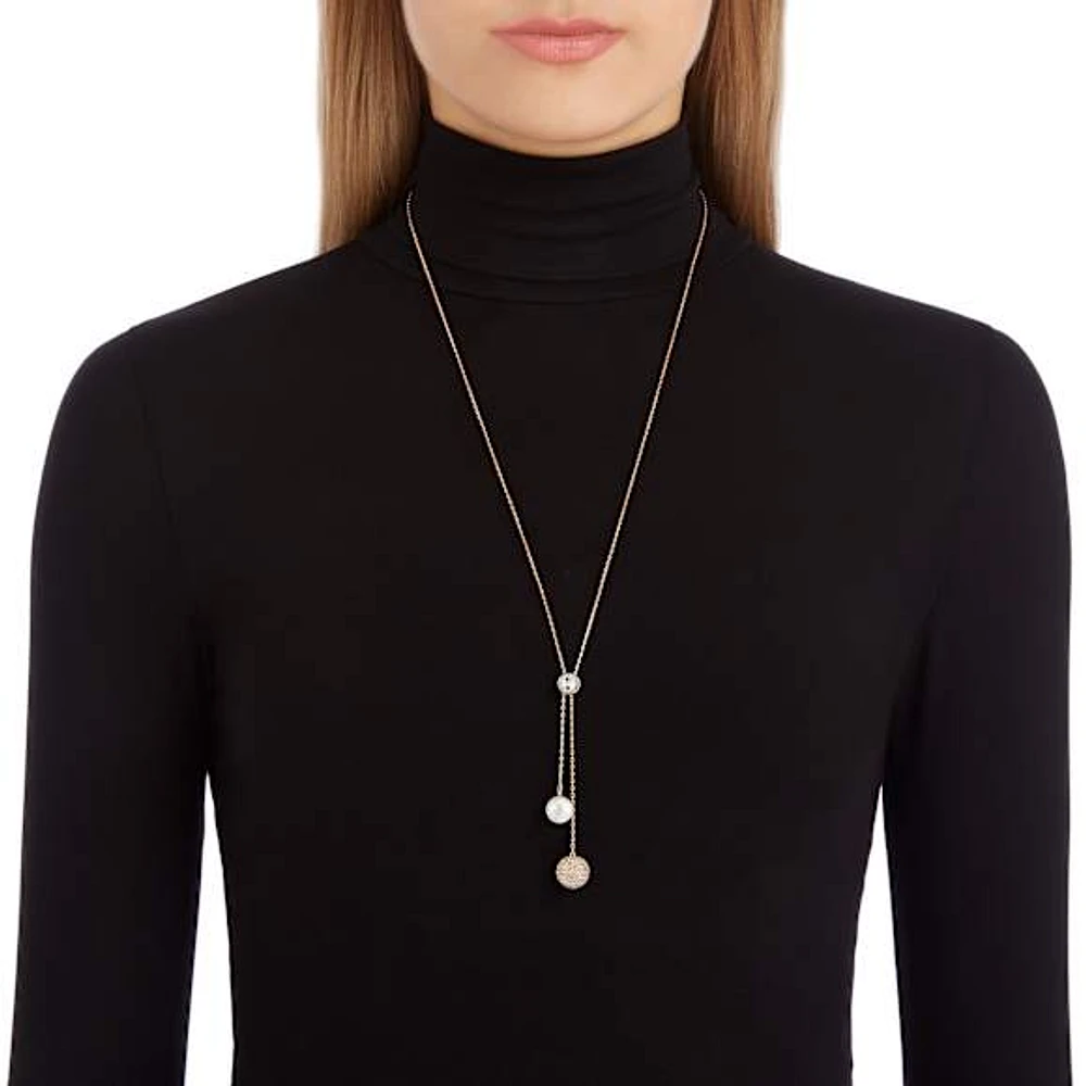 Forward Y necklace, White, Rose gold-tone plated by SWAROVSKI