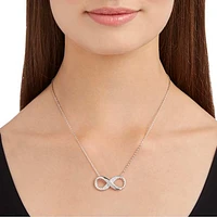 Exist pendant, Infinity, White, Rhodium plated by SWAROVSKI