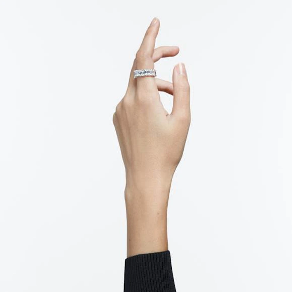Vittore ring, Rectangular cut, White, Rhodium plated by SWAROVSKI