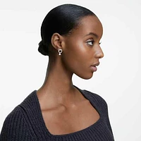 Attract hoop earrings, Round cut, White, Rhodium plated by SWAROVSKI