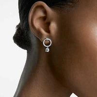 Attract hoop earrings, Round cut, White, Rhodium plated by SWAROVSKI