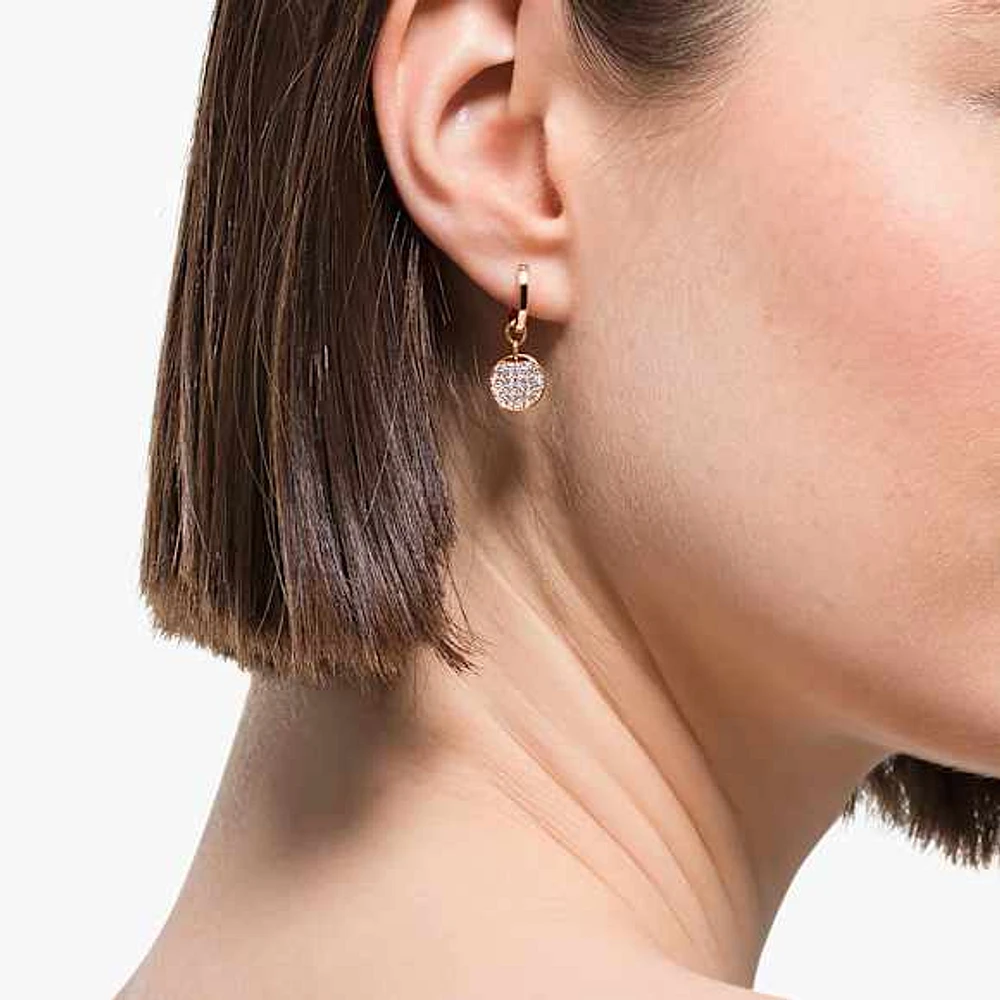 Ginger drop earrings, White, Rose gold-tone plated by SWAROVSKI