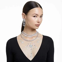 Millenia Tennis necklace, Square cut, White, Rhodium plated by SWAROVSKI